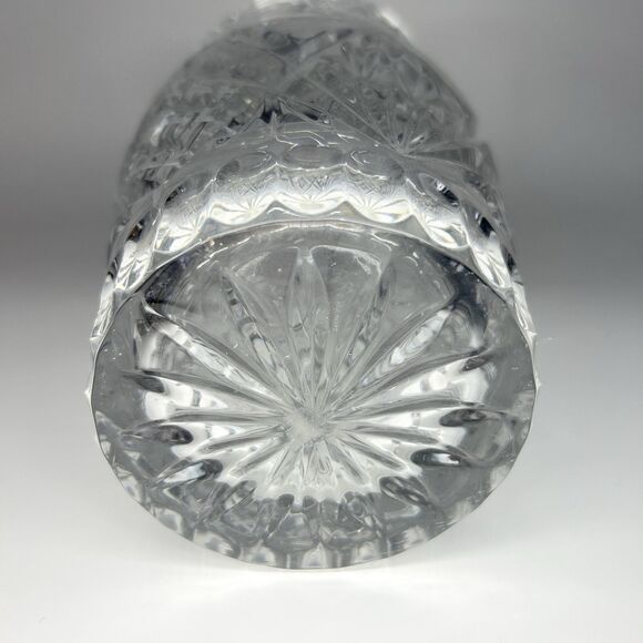 9” Hand Cut Crystal Lead Glass Vase Pinwheel Star Of David Heavy Vintage - Picture 6 of 10